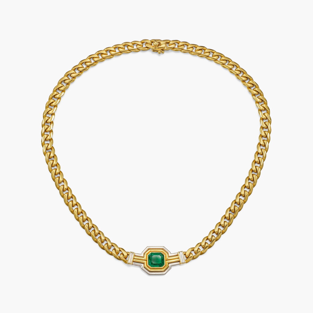 View full screen - View 1 of Lot 1411. Emerald and Diamond Necklace | 寶格麗 |「哥倫比亞」祖母綠 配 鑽石 項鏈.