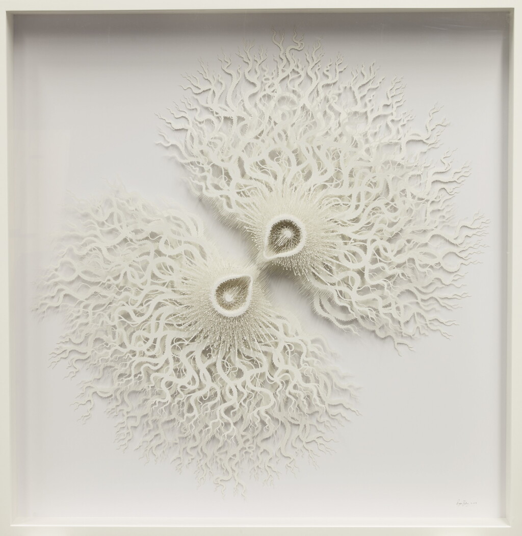 View full screen - View 1 of Lot 52. BROWN, ROGAN | "CYTOKINESIS: GLIAL VARIATION", HAND AND LASER CUT LAYERED PAPER SCULPTURE IN CUSTOM SHADOW BOX, 2019.