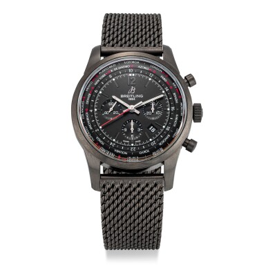 View full screen - View 1 of Lot 8170. BREITLING | TRANSOCEAN UNITIME PILOT, REFERENCE MB0510 | A LIMITED EDITION PVD-COATED STAINLESS STEEL CHRONOGRAPH WORLD TIME WRISTWATCH WITH DATE AND BRACELET, CIRCA 2014 | 百年靈| Transocean Unitime Pilot 型號MB0510 限量版PVD塗層處理精鋼計時世界時間鏈帶腕錶,備日期顯示,約2014年製.