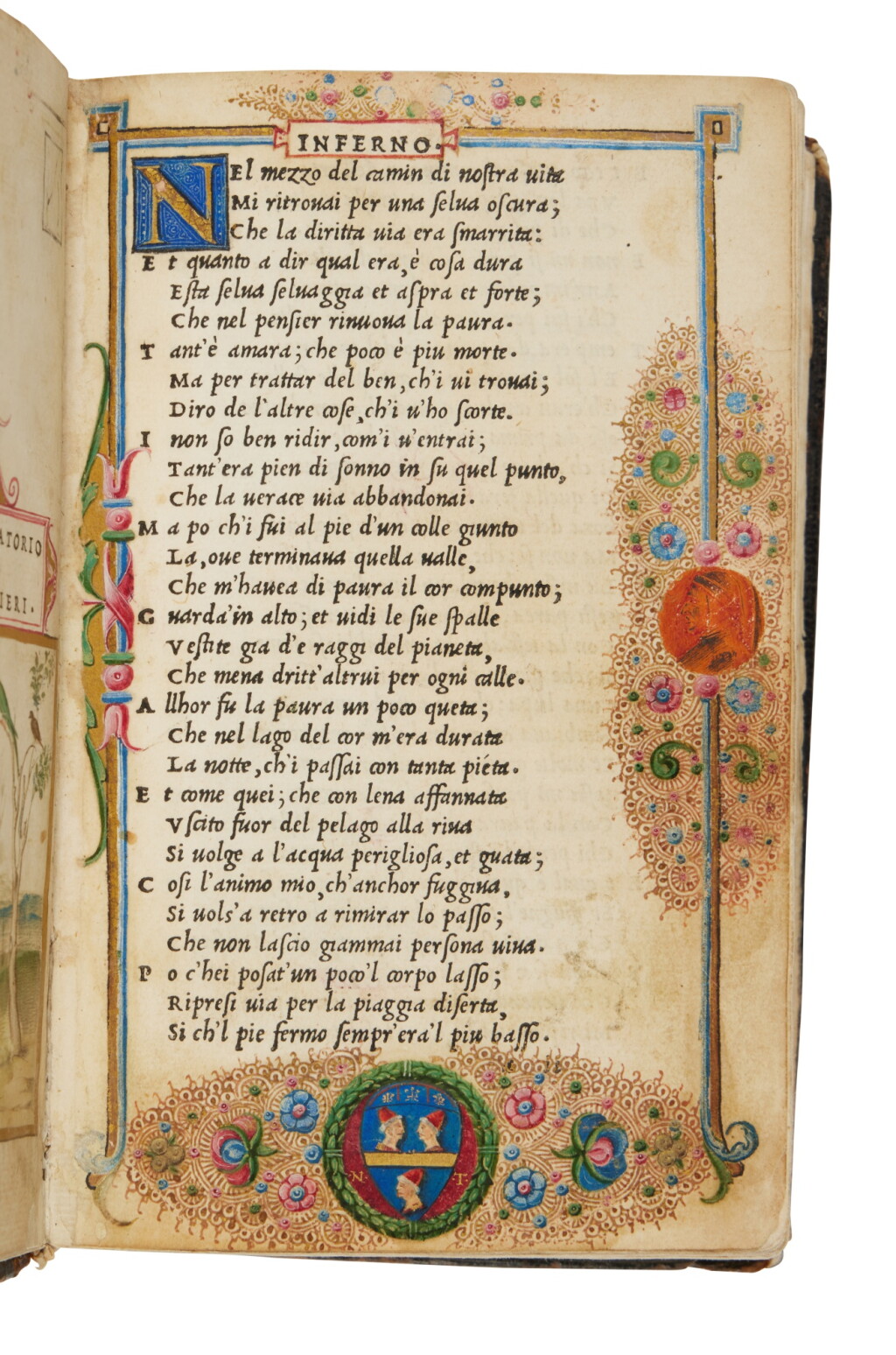 View full screen - View 1 of Lot 668. Dante, Le terze rime, Venice, Aldo, 1502, illuminated, contemporary Bolognese morocco binding.