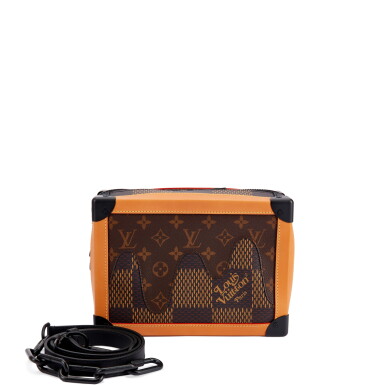 View full screen - View 1 of Lot 3151. X Nigo Limited Edition Ebene Damier and Monogram Canvas Soft Trunk Brushed Black Hardware.