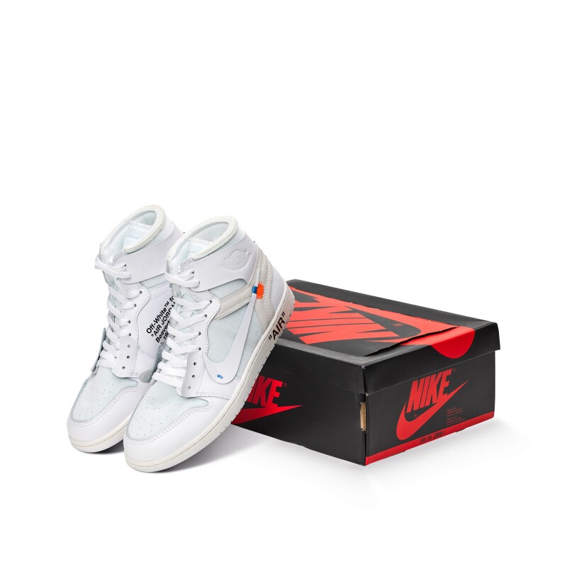 Nike Air Jordan 1 X Off White Retro Sneakers Sotheby S Nike Air Jordan 1 X Off White Retro Sneakers Sotheby S