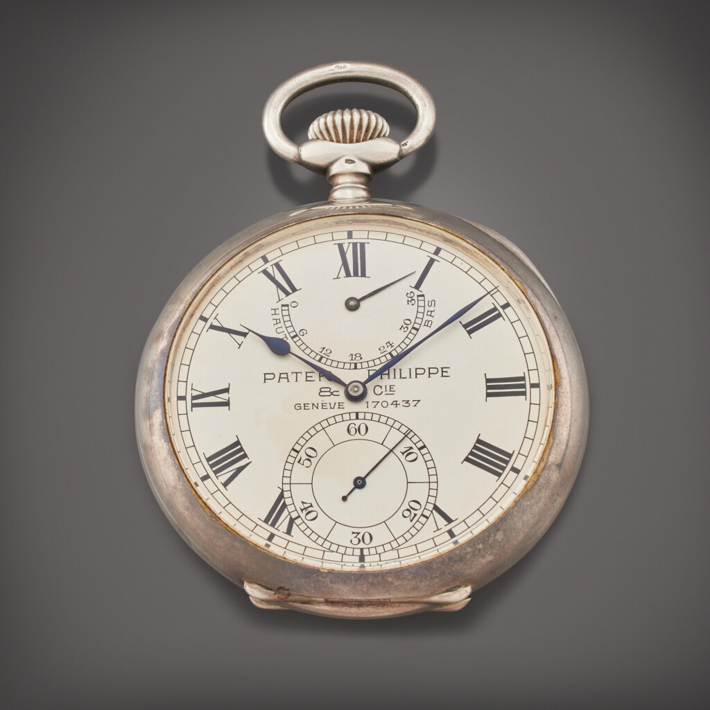 View full screen - View 1 of Lot 149. A large silver open faced deck watch with Guillaume balance and 36 hour up and down indication, ‘Extra,’ Circa 1915.