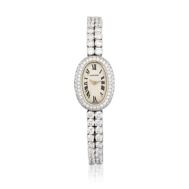 View full screen - View 1 of Lot 2231. Baignoire Mini, Reference 2369 | A white gold and diamond-set bracelet watch, Circa 2001 | 卡地亞 | Baignoire Mini 型號2369 | 白金鑲鑽石鏈帶腕錶,約2001年製.