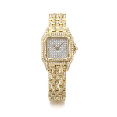 View full screen - View 1 of Lot 1062. Lady's gold and diamond wristwatch, 'Panthère'.