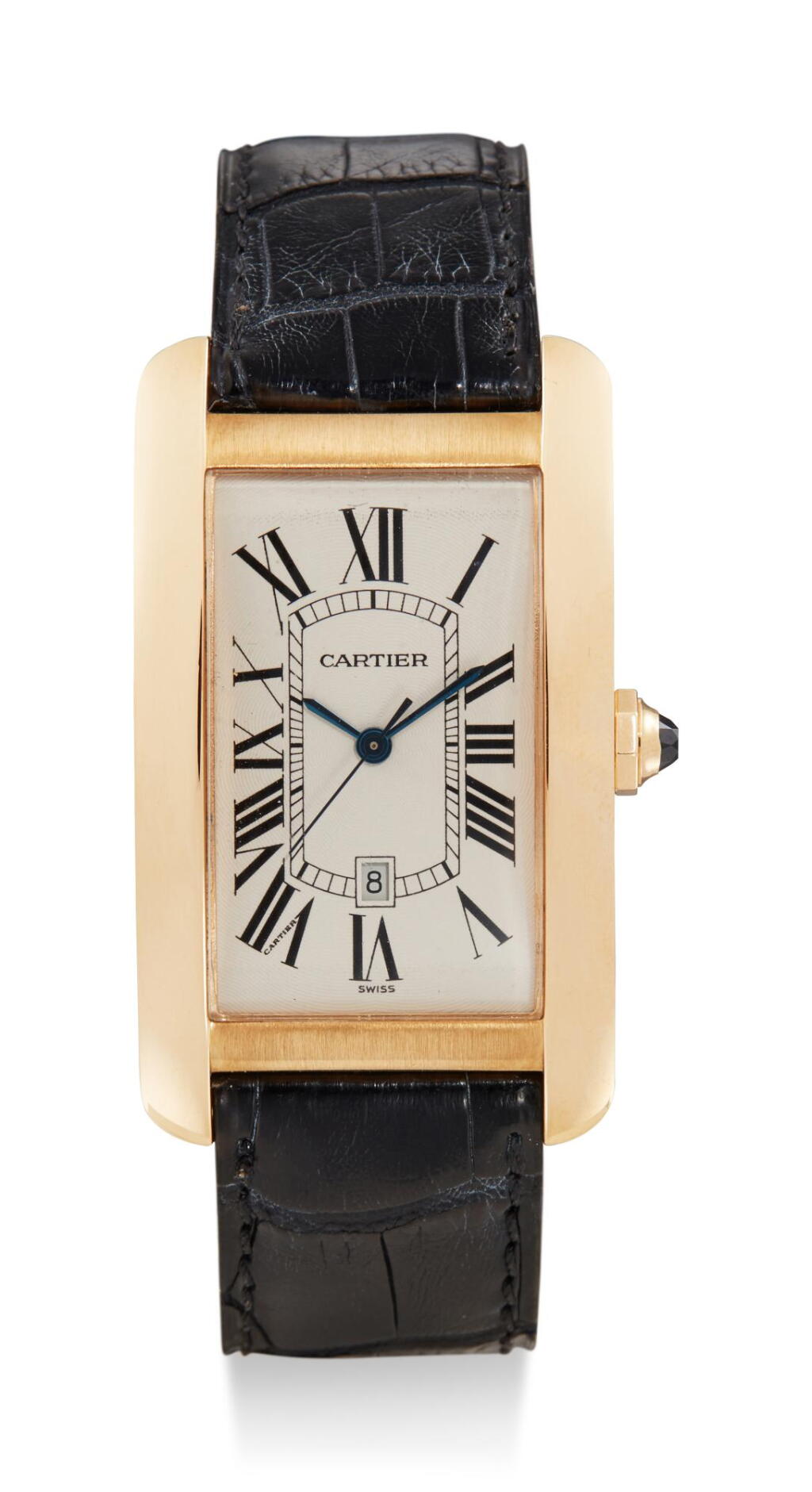 View full screen - View 1 of Lot 8104. CARTIER | TANK AMÉRICAINE, REFERENCE 1740, A YELLOW GOLD WRISTWATCH WITH DATE, CIRCA 2000.
