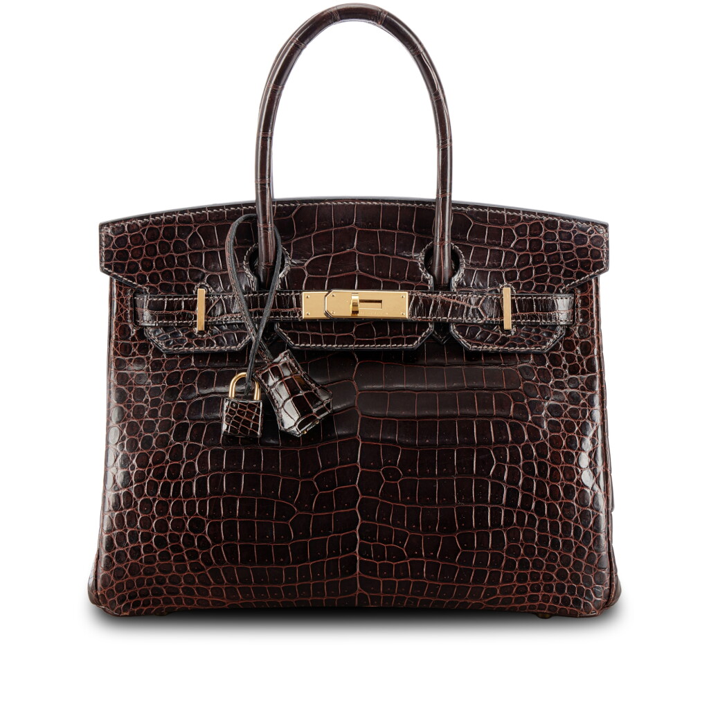 View full screen - View 1 of Lot 551. Havane Shiny Porosus Crocodile Birkin 30 Gold Hardware, 2014.