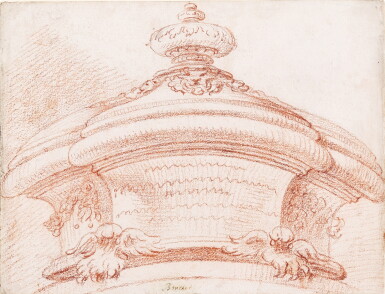 View full screen - View 1 of Lot 226. Design for an urn sitting on the extrados of an arch.