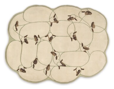 View full screen - View 1 of Lot 4. Tapis Petit troupeau de moutons.