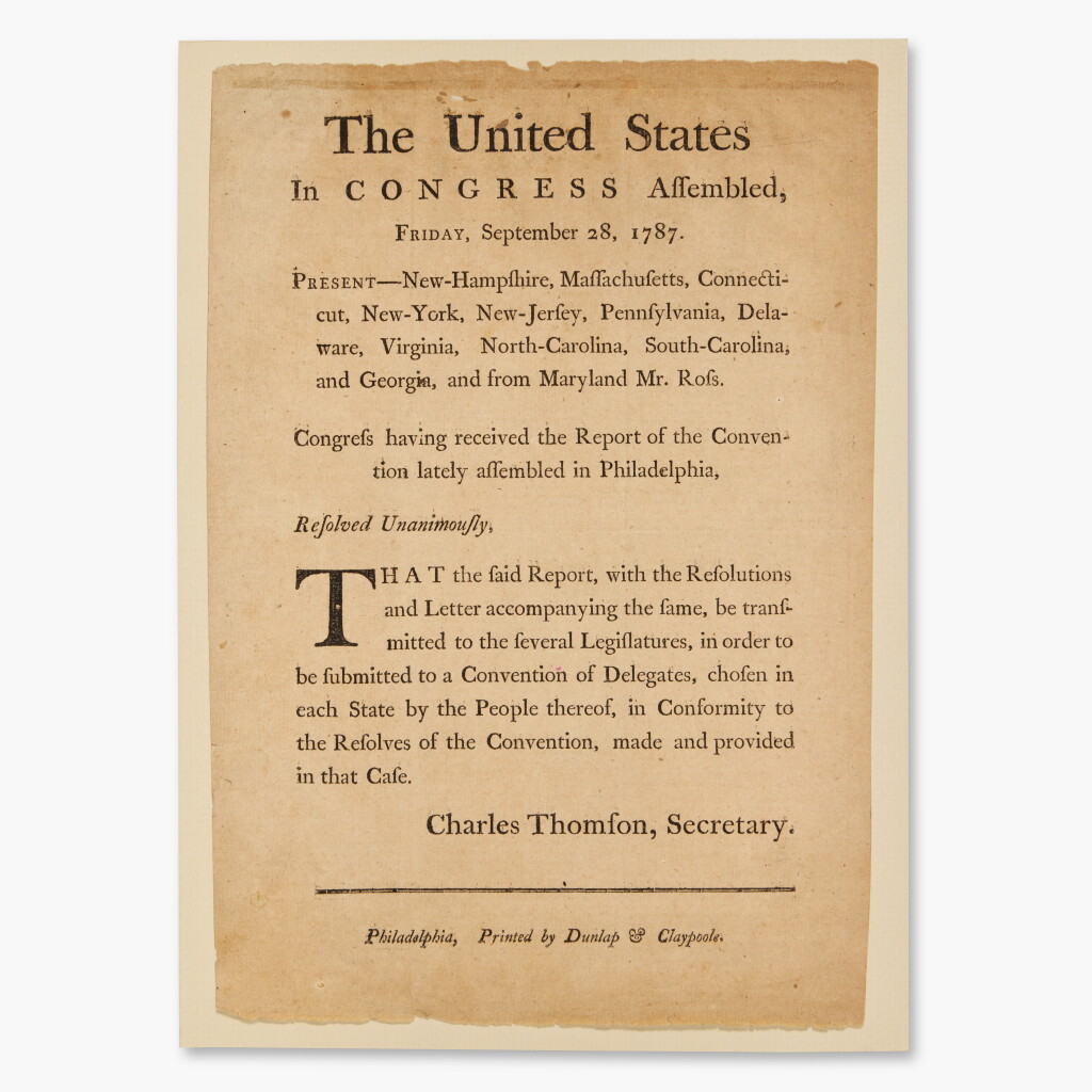 View full screen - View 1 of Lot 202. Confederation Congress | A vital step towards ratifying the Constitution .