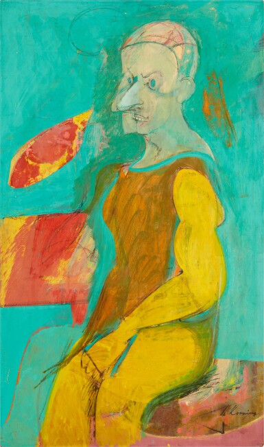 View full screen - View 1 of Lot 130. WILLEM DE KOONING | SEATED MAN (CLOWN) .