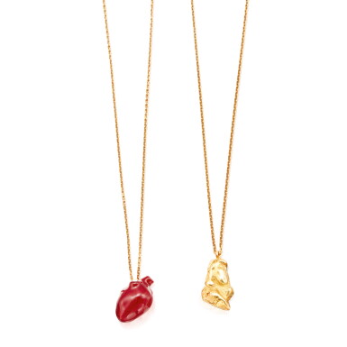 View full screen - View 1 of Lot 151. TWO GOLD PENDANT-NECKLACES, SOLANGE AZAGURY-PARTRIDGE.