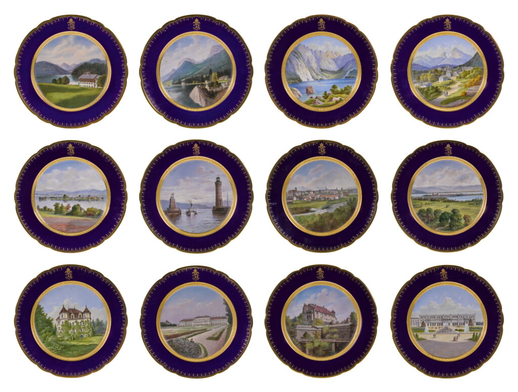 View full screen - View 1 of Lot 95. Formerly in the possession of Empress Elisabeth of Austria, an Imperial presentation set of twelve Hutschenreuther porcelain plates, circa 1890.