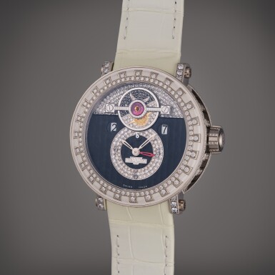 View full screen - View 1 of Lot 555. Reference AC.2041.40B/102.M121/102 Academia Day-Night GMT | A limited edition palladium and diamond-set automatic dual time wristwatch with date and day/night indication, Circa 2015.