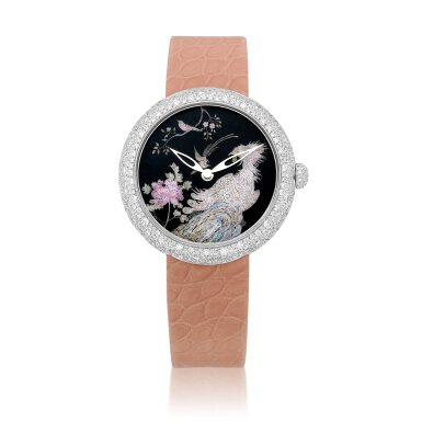 View full screen - View 1 of Lot 8619. Mademoiselle Privé Coromandel La Puissance du Phoenix | A unique white gold and diamond-set wristwatch with polychrome enamel dial depicting a phoenix, Circa 2017 | 香奈兒 | Mademoiselle Privé Coromandel La Puissance du Phoenix | 獨一無二白金鑲鑽石腕錶,備多彩琺瑯鳳凰錶盤,約2017年製.