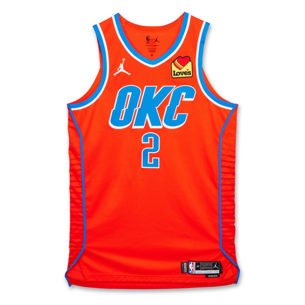 View full screen - View 1 of Lot 3. Shai Gilgeous-Alexander Oklahoma City Thunder 2024-2025 Game Worn Statement Edition Jersey | 2025 NBA MVP | 2025 NBA Scoring Champion | 2025 NBA Finals MVP.