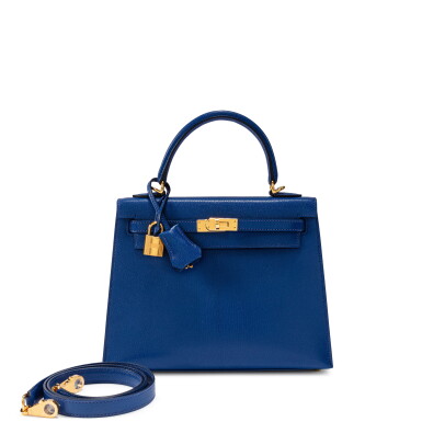 View full screen - View 1 of Lot 639. Bleu Saphir Chèvre Mysore Kelly 25 Sellier Gold Hardware, 2023 .