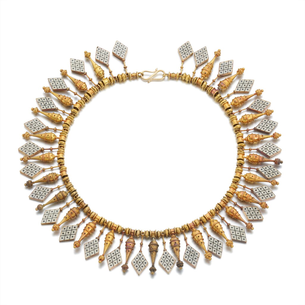 View full screen - View 1 of Lot 729. Gold and Micromosaic Necklace, Castellani.