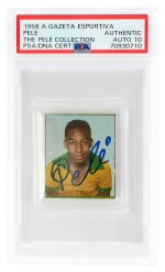 Pelé 1958 Gazeta Esportiva Campeao Mundial VI Copa Do Mundo - PSA Authentic, Auto 10 | On-Card Autograph | Rookie Card