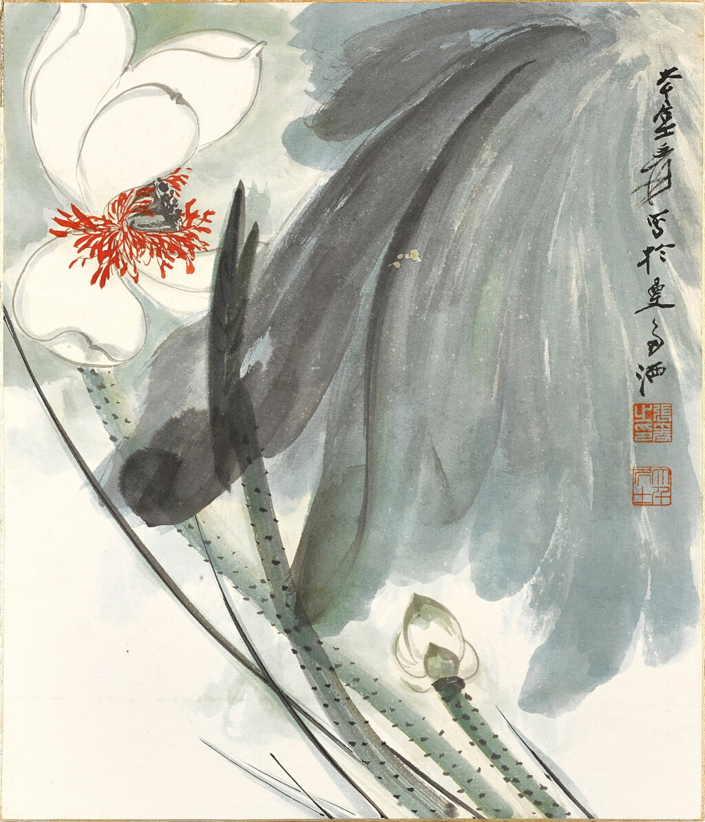 View full screen - View 1 of Lot 3014. 張大千 荷花 | Zhang Daqian (Chang Dai-chien), Lotus in the Wind.