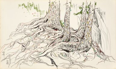 View full screen - View 1 of Lot 3013. 吳冠中 樹根速寫 │ Wu Guanzhong, Tree Roots.