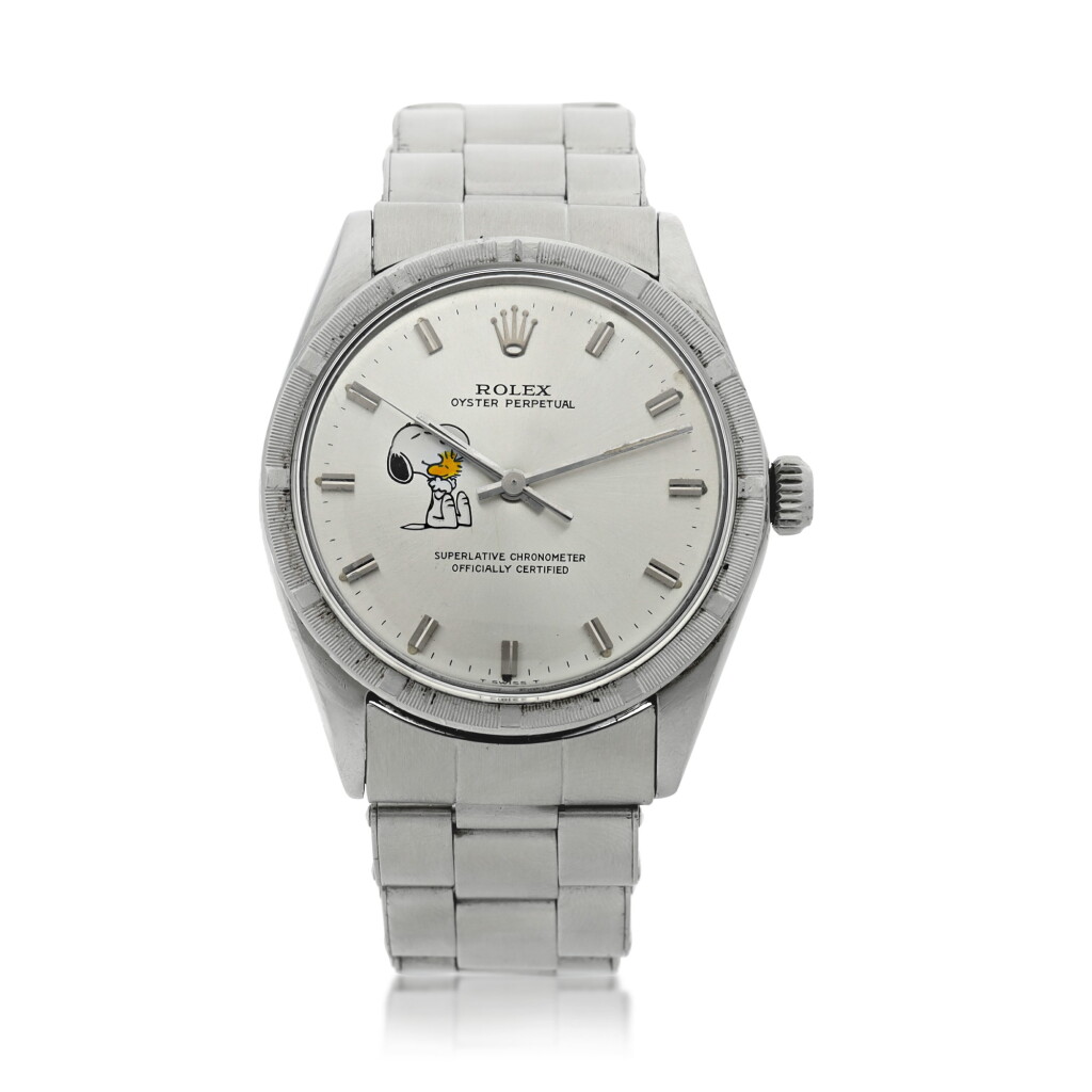 View full screen - View 1 of Lot 96. ROLEX | REFERENCE 1007 OYSTER PERPETUAL 'SNOOPY' A STAINLESS STEEL AUTOMATIC WRISTWATCH WITH BRACELET, CIRCA 1967.
