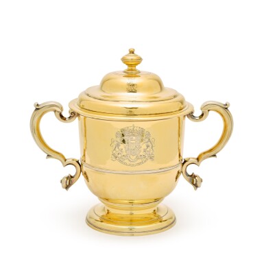 View full screen - View 1 of Lot 146. A George I Silver Gilt Cup and Cover, John Edwards, London, 1720, Britannia Standard.