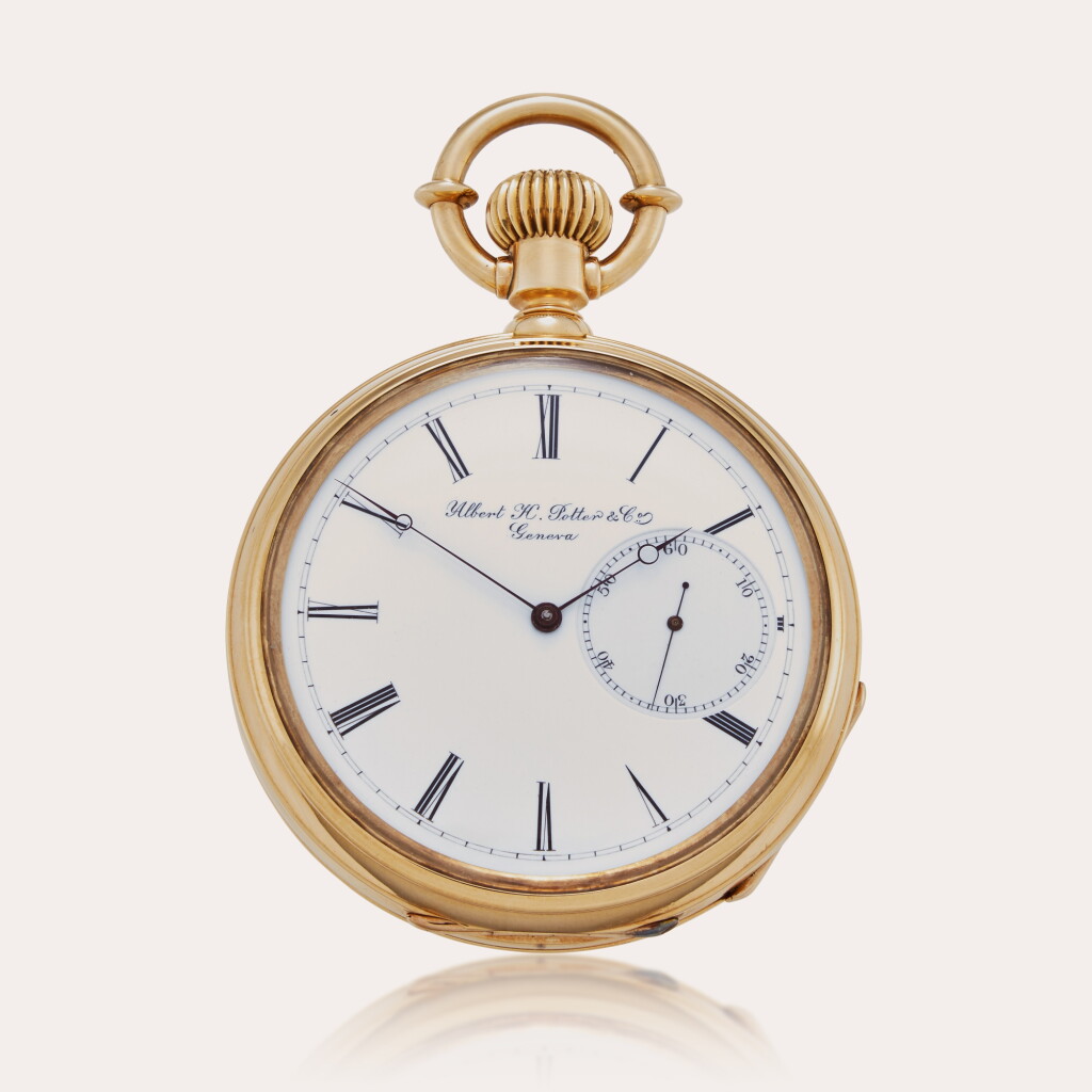 View full screen - View 1 of Lot 418. A yellow gold open-faced keyless pocket chronometer, No. 721, Circa 1880.