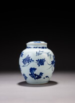 A blue and white 'floral' jar and cover, Qing dynasty, Kangxi period