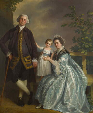 View full screen - View 1 of Lot 98. A group portrait of Thomas Banks with his wife and son, all full-length .