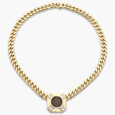 View full screen - View 1 of Lot 793. Gold, Ancient Coin and Diamond ‘Monete’ Necklace.
