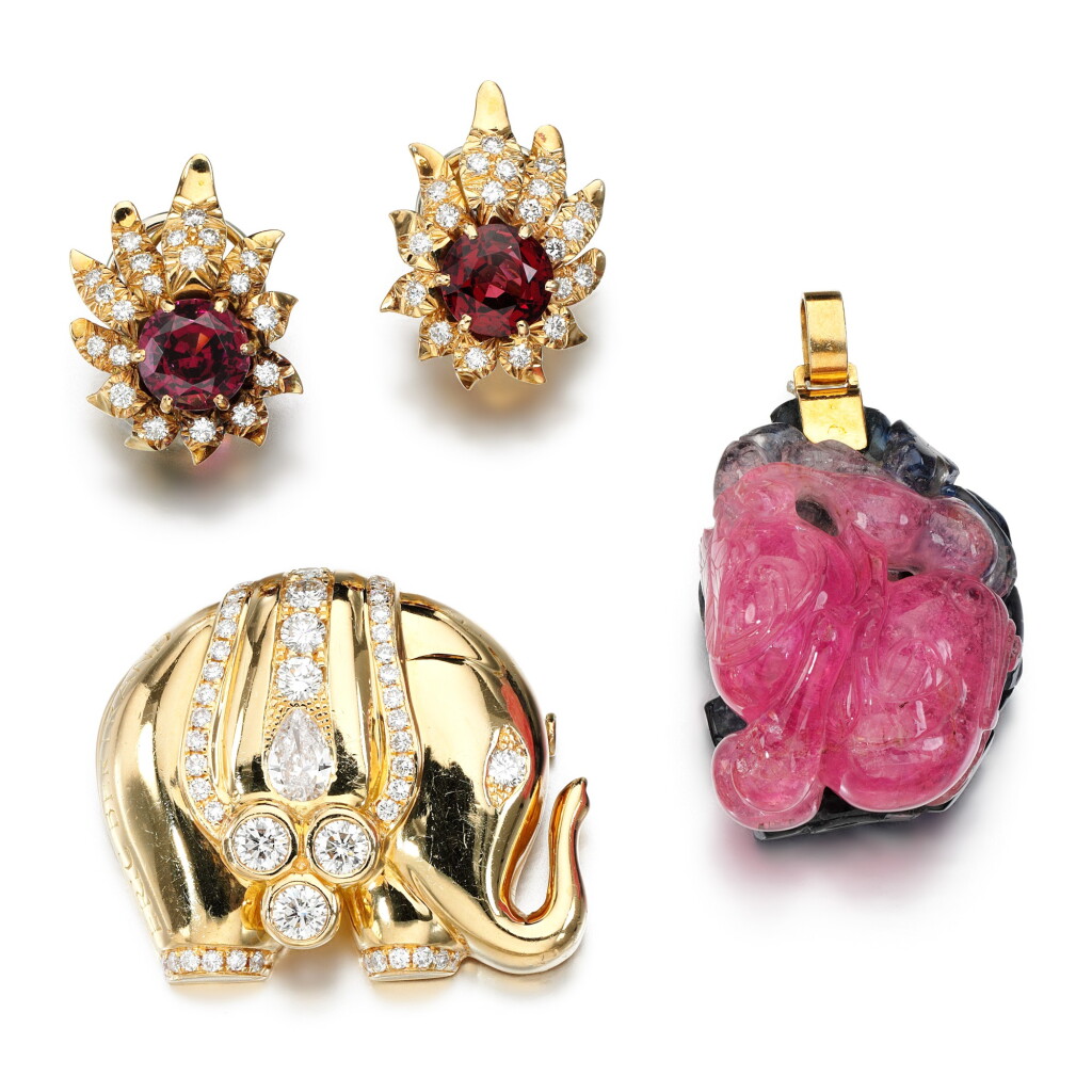 View full screen - View 1 of Lot 135. Eric Bertrand | Diamond brooch; Collection of jewels.