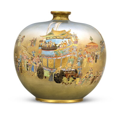 View full screen - View 1 of Lot 77. A KINKOZAN SATSUMA VASE SIGNED KINKOZAN ZO AND IMPRESSED MARK KINKOZAN ZO | MEIJI PERIOD, LATE 19TH CENTURY.