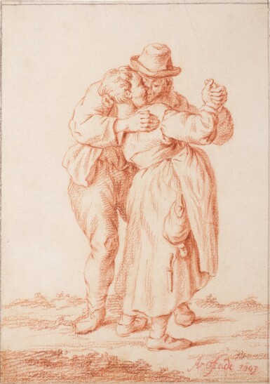 View full screen - View 1 of Lot 360. Two drawings of dancing peasant couples .