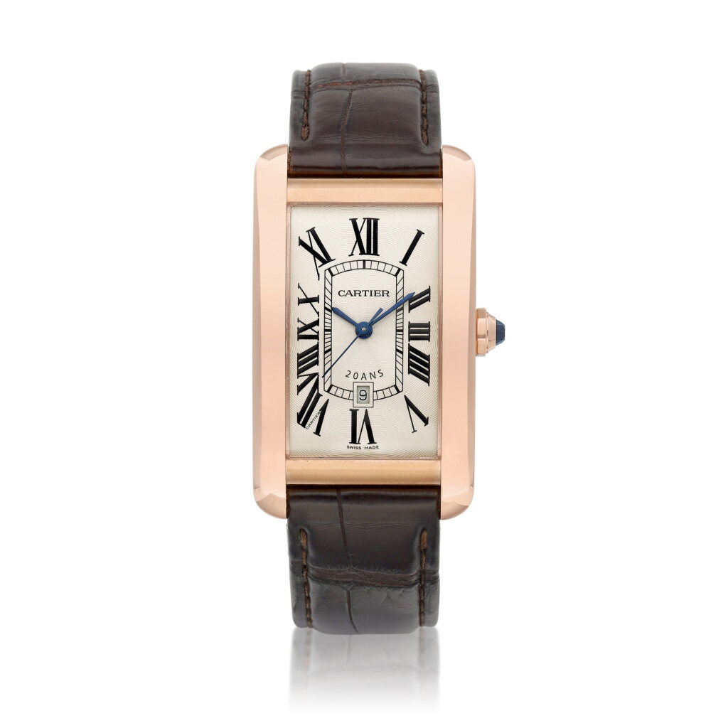 View full screen - View 1 of Lot 8692. Tank Américaine, Reference 2505 | A pink gold wristwatch with date, Circa 2015 | 卡地亞 | Tank Américaine 型號2505 | 粉紅金腕錶,備日期顯示,約2015年製.
