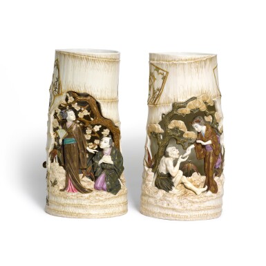 View full screen - View 1 of Lot 126. A pair of Royal Worcester japonaiserie vases, 1880.