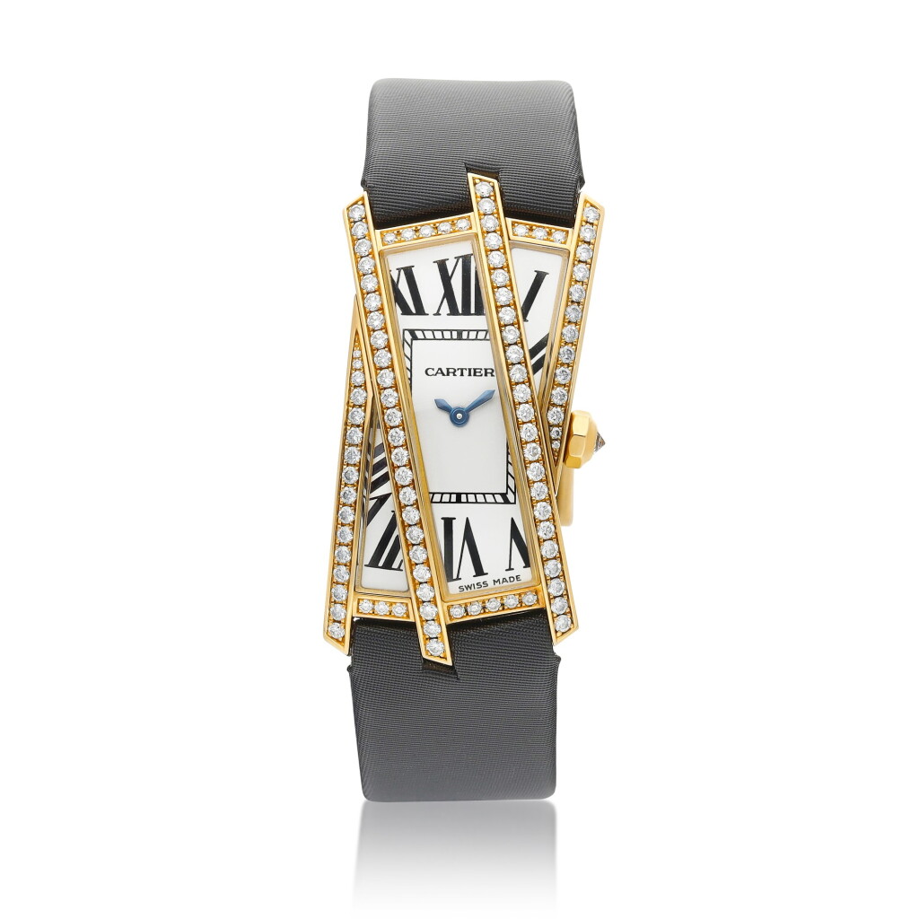 View full screen - View 1 of Lot 8010. Tank Crash, Reference 2899, A yellow gold and diamond-set wristwatch, Circa 2010 | 卡地亞 Tank Crash 型號2899 黃金鑲鑽石腕錶,約2010年製.