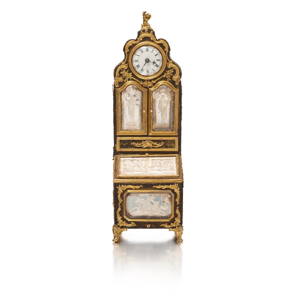 View full screen - View 1 of Lot 273. A Gold-Mounted Rock-Crystal, Enamel, Leather and Silk Necessaire à secretaire, Nineteenth Century with Earlier Elements.