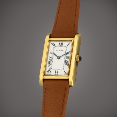View full screen - View 1 of Lot 10. Tank | A yellow gold wristwatch | Circa 1931.