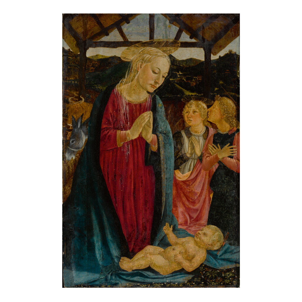 Voir en plein écran - Voir 1 du lot 42. COSIMO ROSSELLI | MADONNA ADORING THE CHRIST CHILD WITH TWO ANGELS.