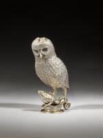 A Flemish parcel-gilt silver owl cup, Jan de Naghel III, Ghent, 1557