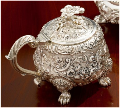 View full screen - View 1 of Lot 19. A GEORGE IV SILVER MUSTARD POT, PAUL STORR, LONDON, 1825.