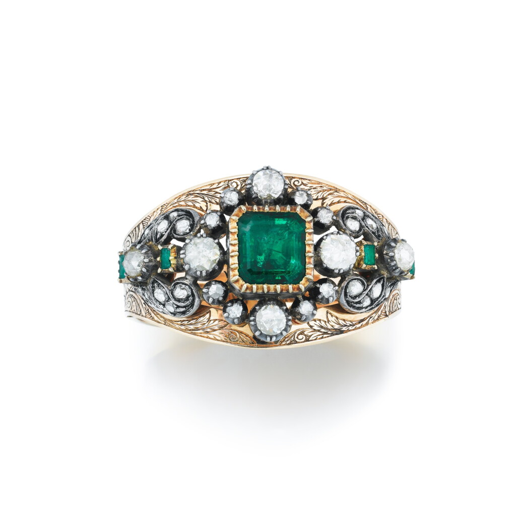 View full screen - View 1 of Lot 9. Diamond and gold cuff-bracelet.