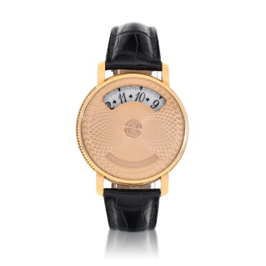 View full screen - View 1 of Lot 8147. Montre À Tact | A limited edition pink gold wristwatch with wandering time display, Circa 2002 | Montre À Tact | 限量版粉紅金腕錶,備扇形時間顯示,約2002年製.