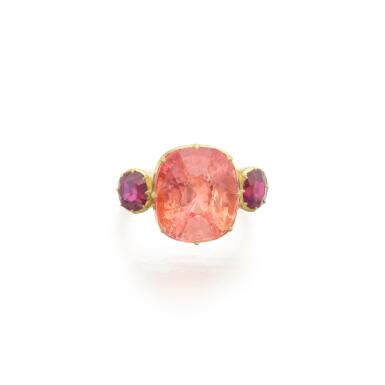 View full screen - View 1 of Lot 557. Padparadscha sapphire and ruby ring.