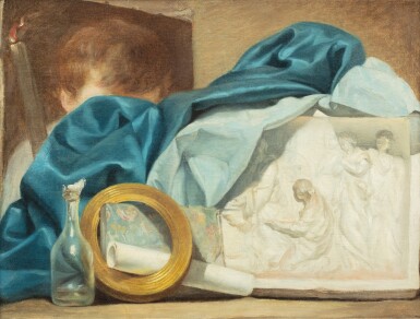 View full screen - View 1 of Lot 39. Trompe l'oeil with a bas-relief in grisaille | Trompe-l'œil en grisaille d'un bas-relief.