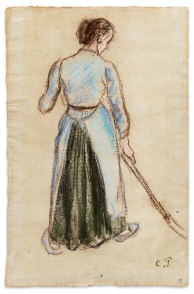 View full screen - View 1 of Lot 71. Etude pour une faneuse tenant une fourche, Eragny.