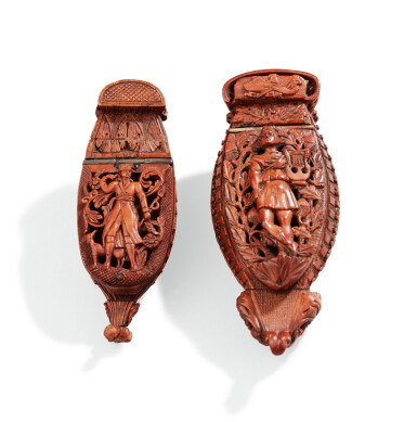 View full screen - View 1 of Lot 101. TWO BOAT-SHAPED COROZO SNUFF BOXES, CIRCA 1815 | DEUX TABATIÈRES EN COROZO EN FORME DE BATEAU, VERS 1815.