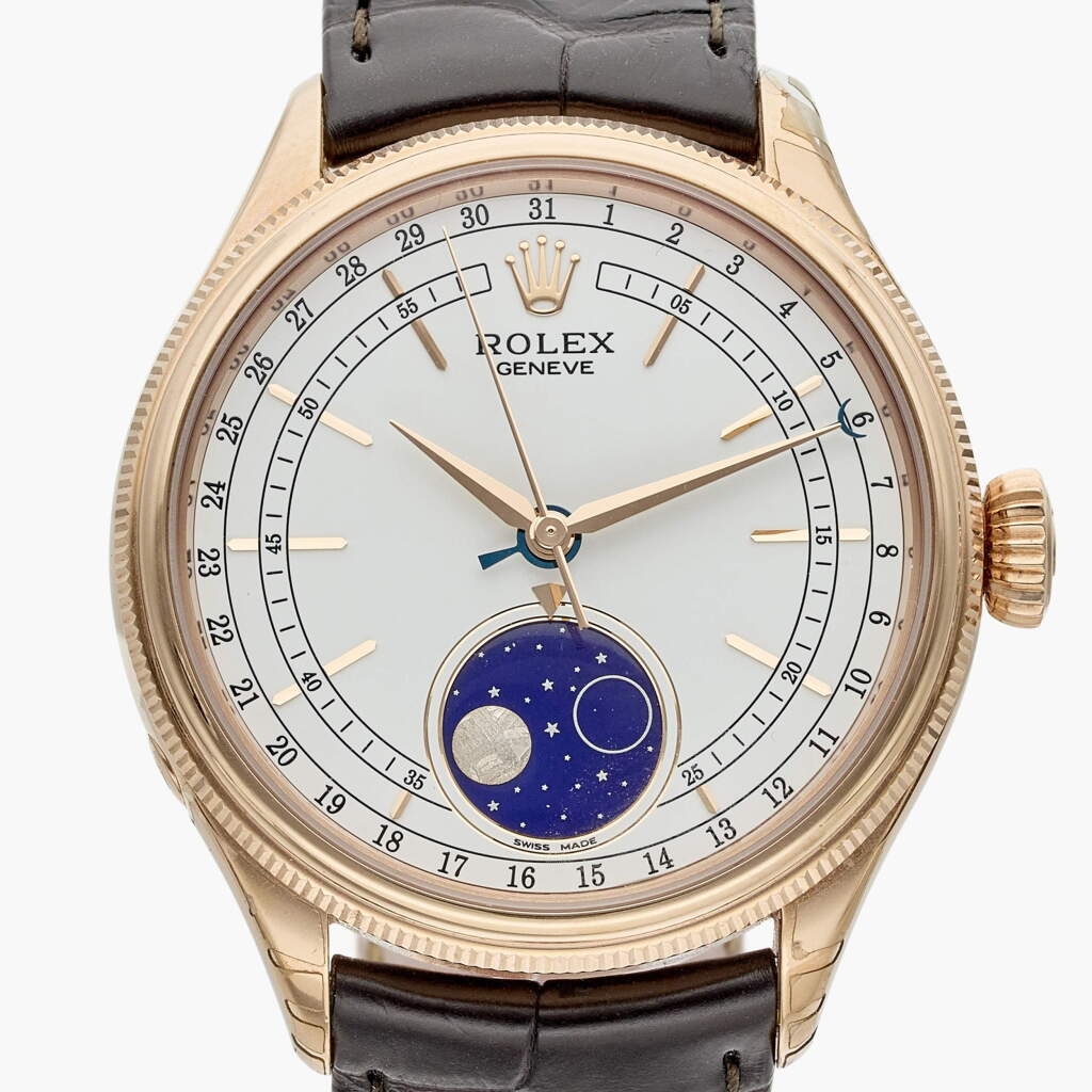 View full screen - View 1 of Lot 463. Reference 50535 Cellini Moonphase | A pink gold automatic wristwatch with date and moon phases, Circa 2018.