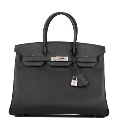 View full screen - View 1 of Lot 29. Hermès Black Birkin 35cm of Epsom Leather with Palladium Hardware .